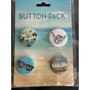 Malibu LA CA Los Angeles Chill Out 1.25 inch Buttons Pins Skater Tillys Beach